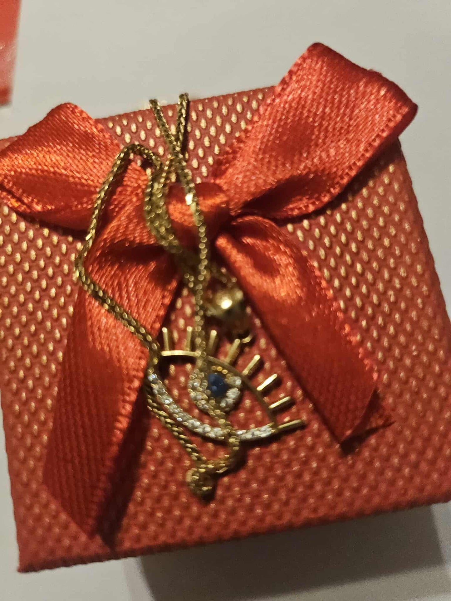 18 Carat Saudi Gold Evil Eye Pendant Necklace - Genuine Hallmarked 18K