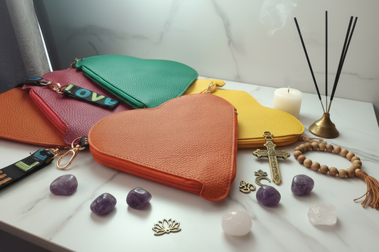 Travel altar purse with cross and religious items