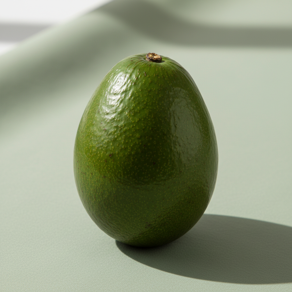 Whole Avocado on Green Background